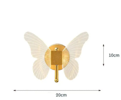 Lámpara de pared con forma de mariposa, luz de lujo para mesita de noche, decoración cálida